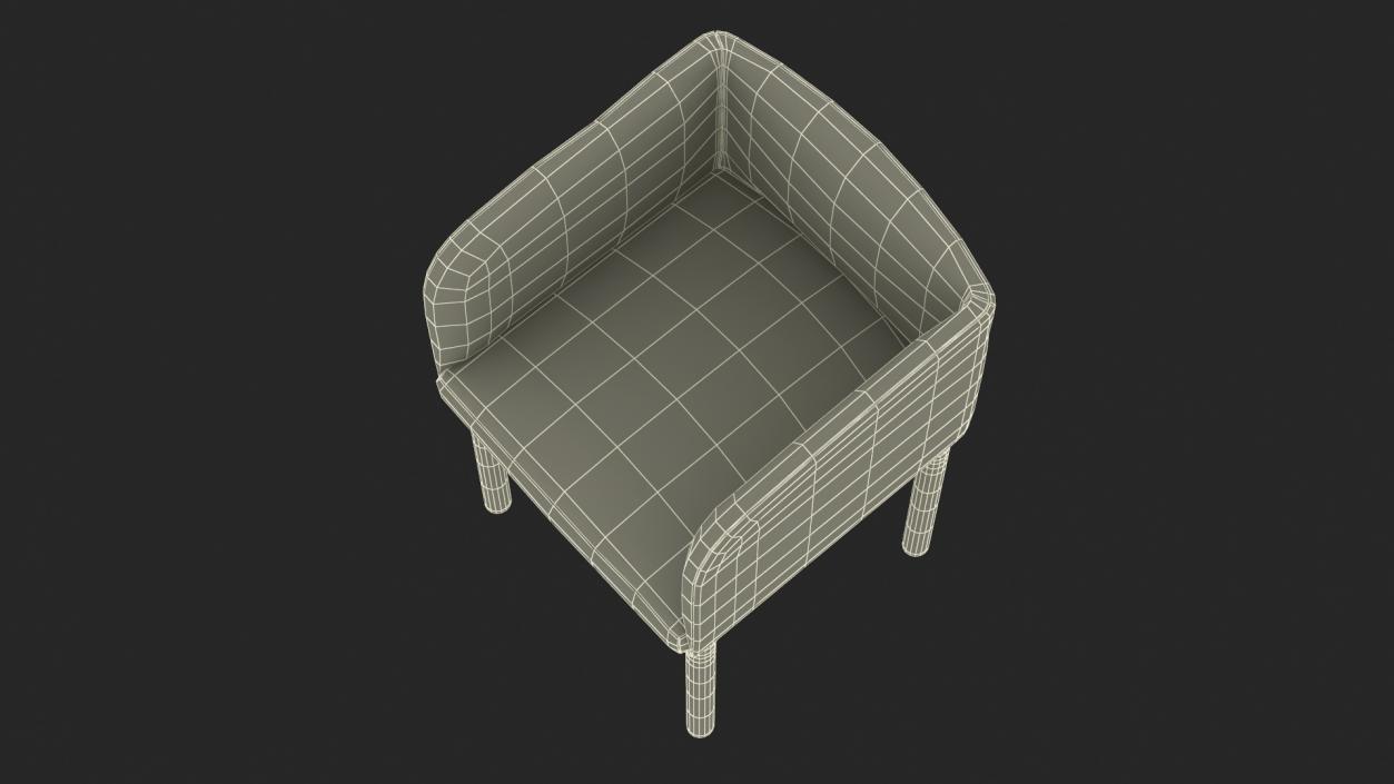 Fabric Chair with Wooden Legs for 3D Print 2 3D model