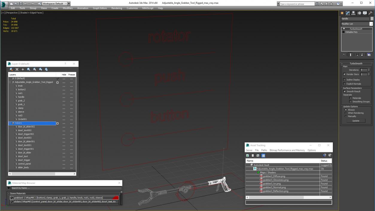 3D Adjustable Angle Grabber Tool Rigged