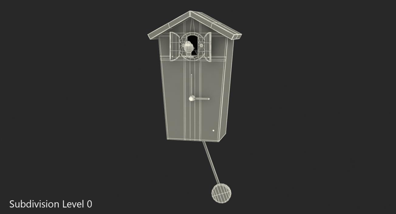 Pendulum Regulated Cuckoo Clock White Rigged 3D model