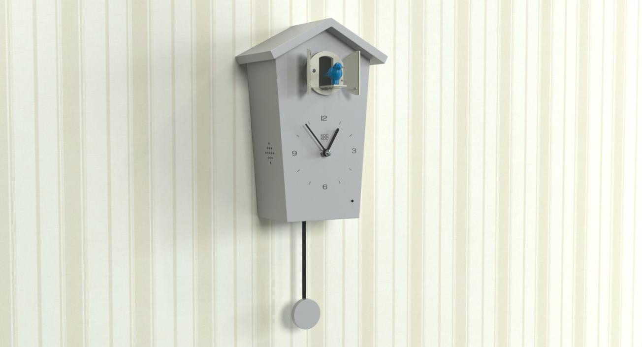 Pendulum Regulated Cuckoo Clock White Rigged 3D model