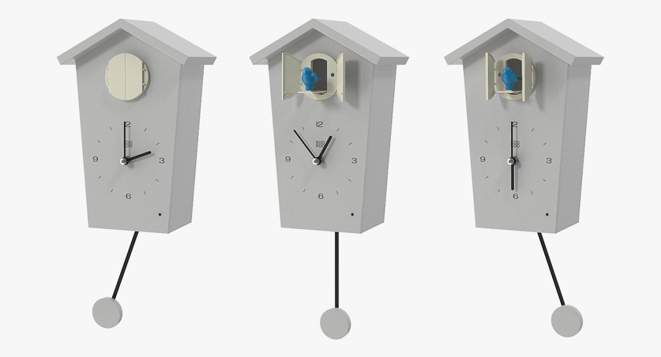 Pendulum Regulated Cuckoo Clock White Rigged 3D model