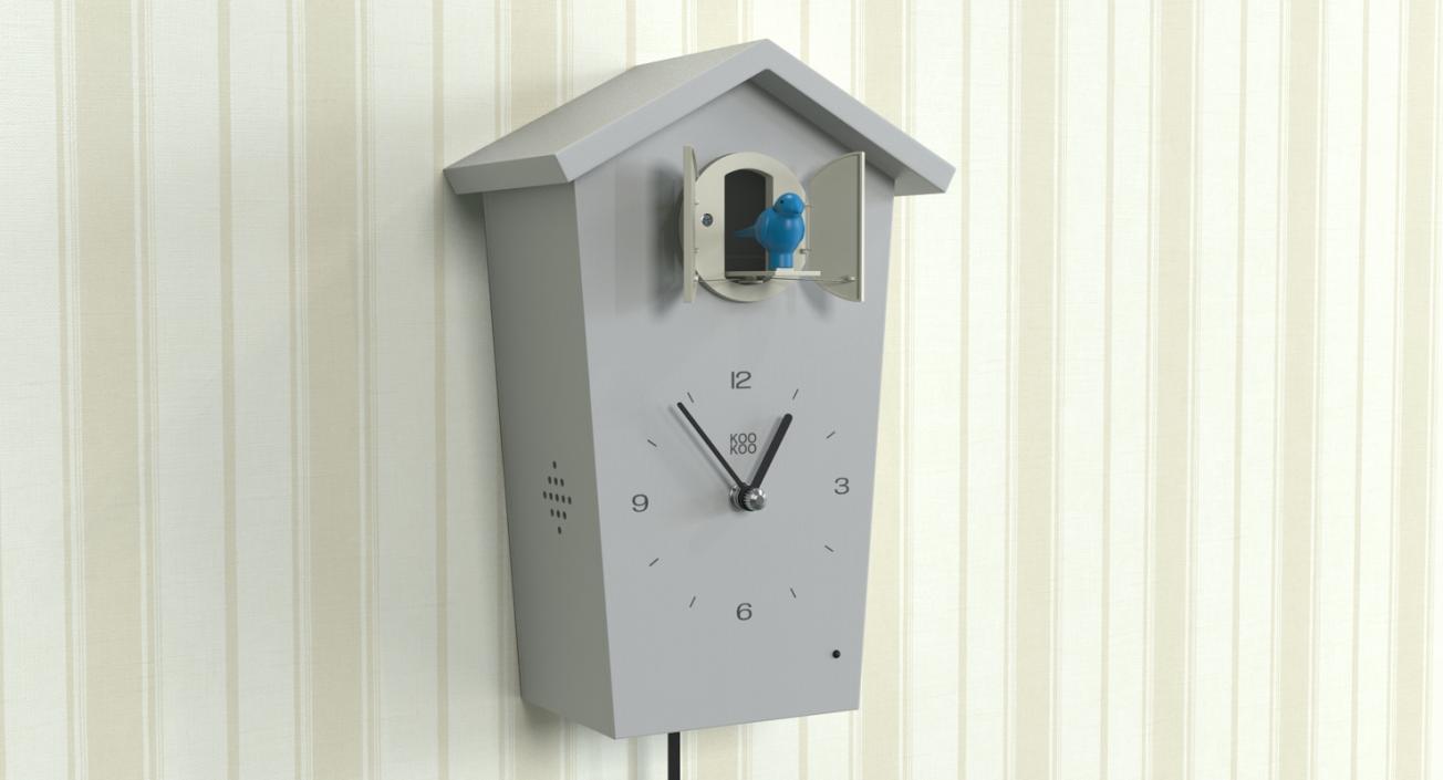 Pendulum Regulated Cuckoo Clock White Rigged 3D model