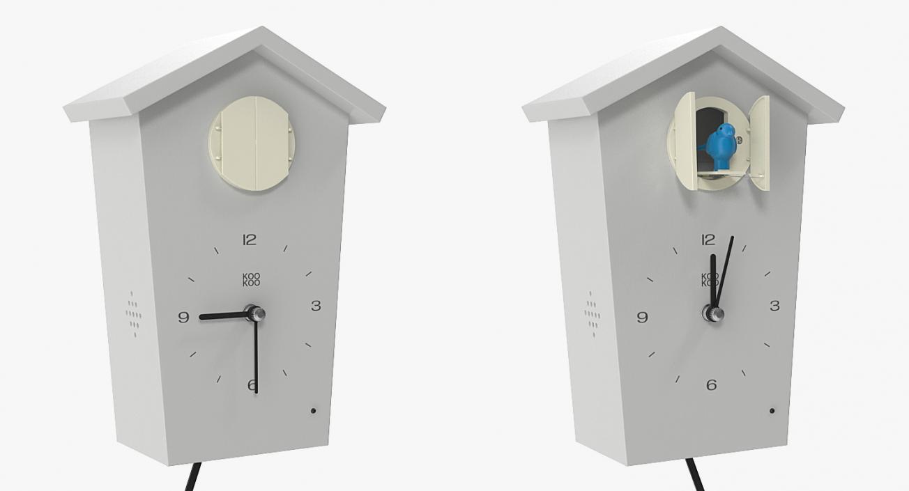 Pendulum Regulated Cuckoo Clock White Rigged 3D model