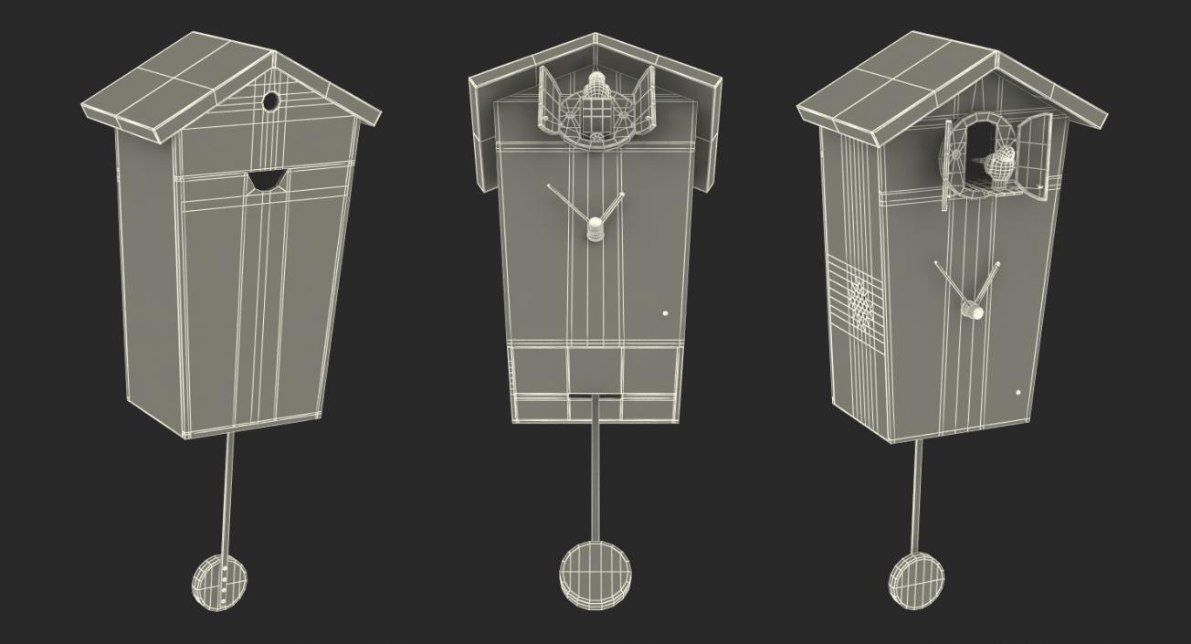 Pendulum Regulated Cuckoo Clock White Rigged 3D model