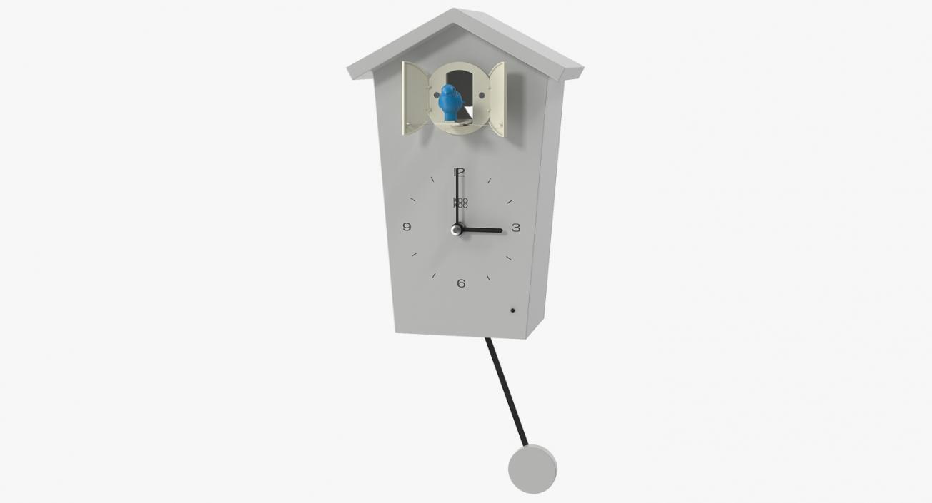 Pendulum Regulated Cuckoo Clock White Rigged 3D model