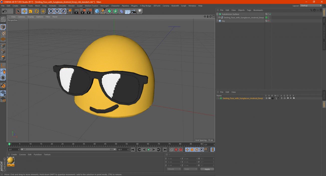 Smiling Face with Sunglasses Android Emoji 3D