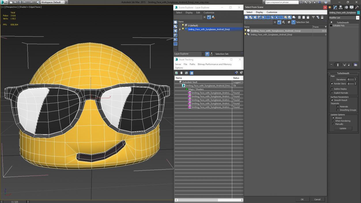 Smiling Face with Sunglasses Android Emoji 3D