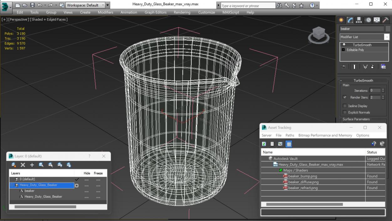 3D Heavy Duty Glass Beaker model