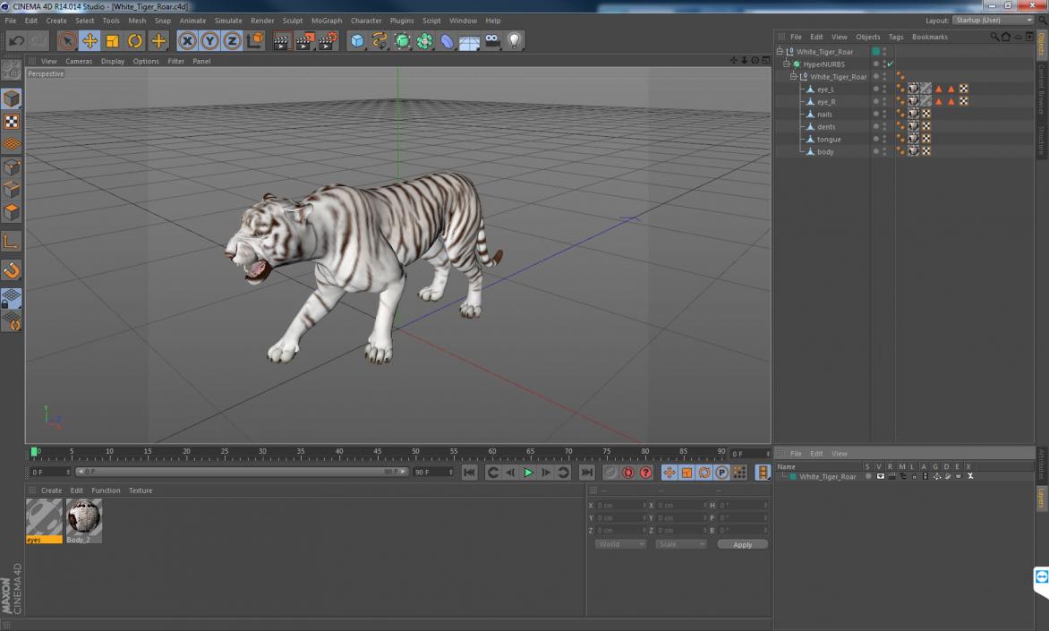 3D White Tiger Roar