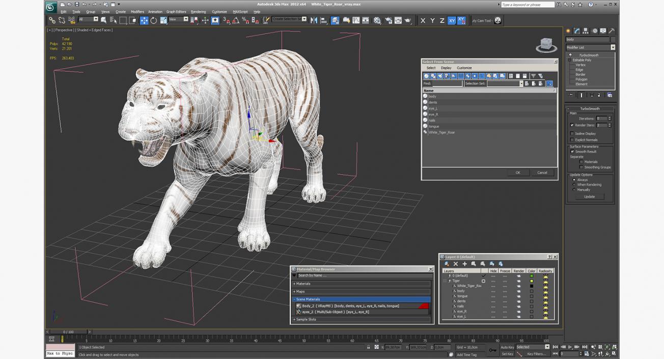 3D White Tiger Roar