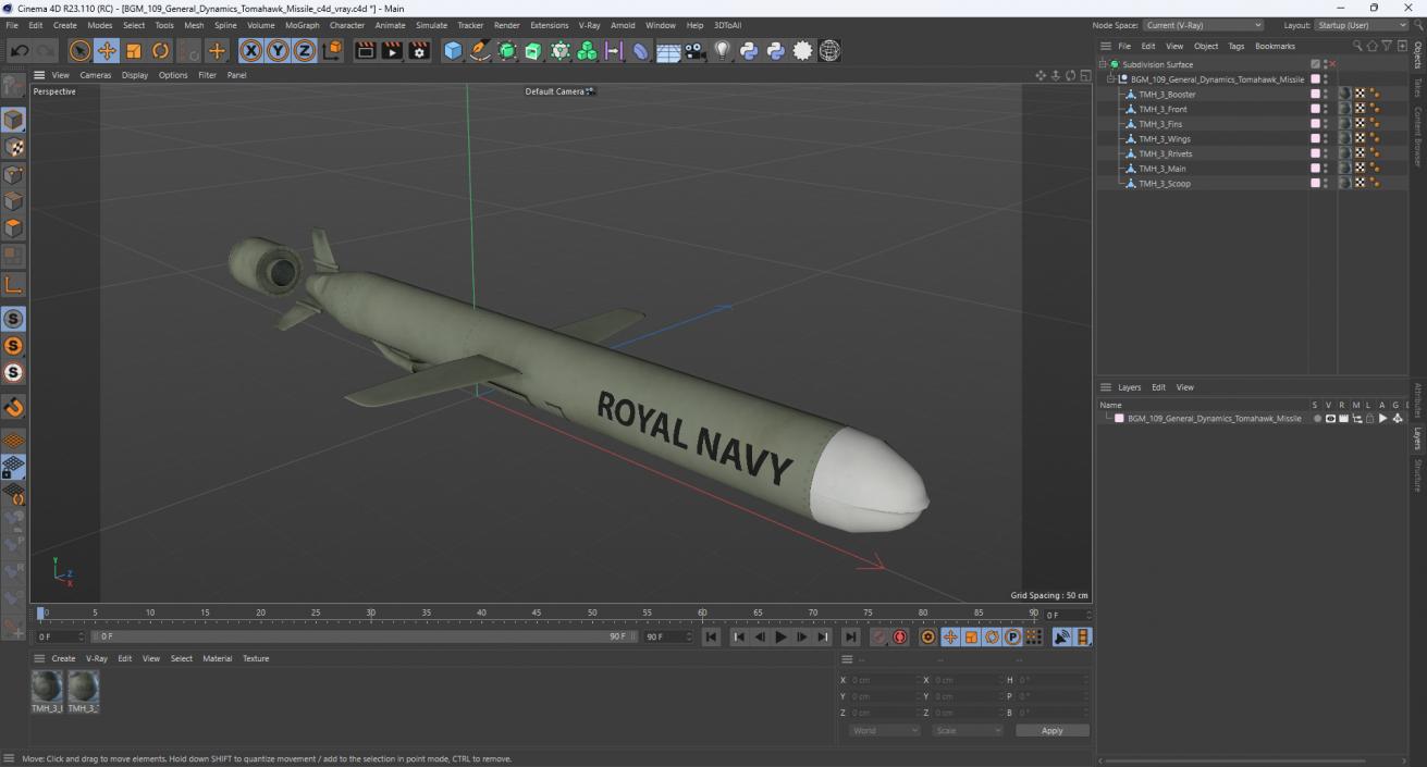 3D BGM-109 General Dynamics Tomahawk Missile