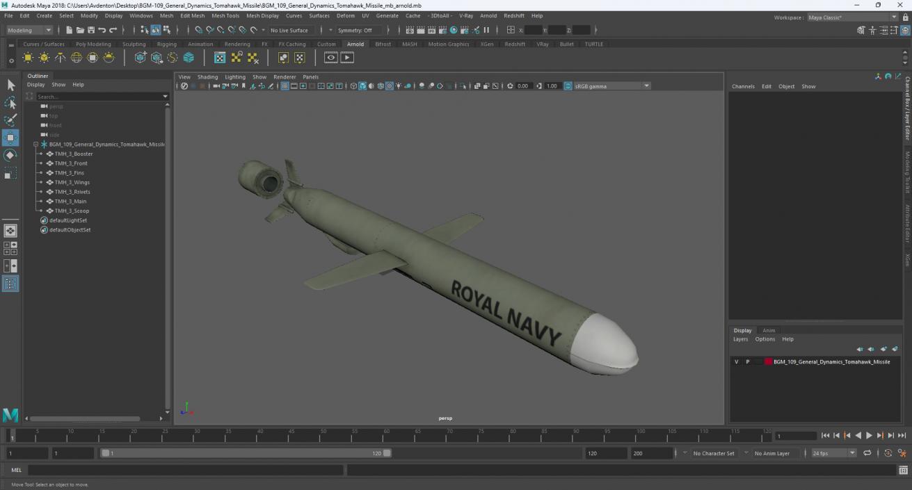 3D BGM-109 General Dynamics Tomahawk Missile