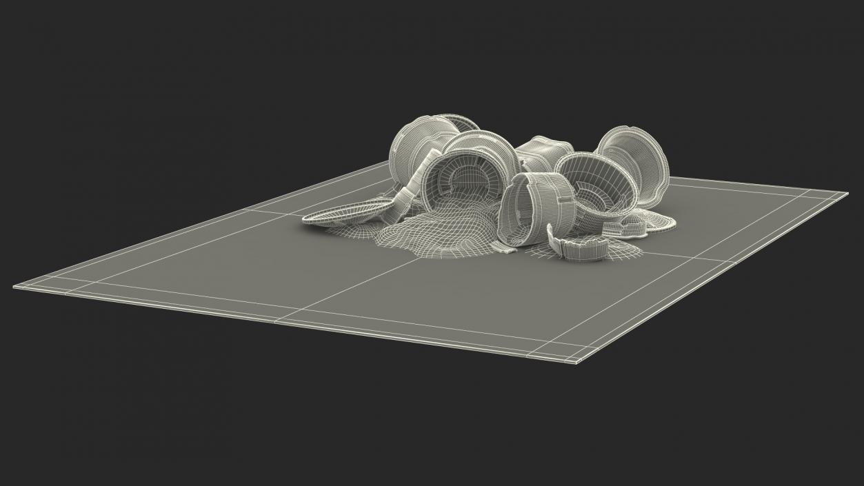 3D Road Section with Sand Barrels Crashed model