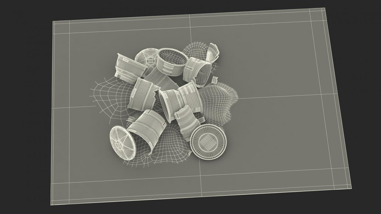 3D Road Section with Sand Barrels Crashed model