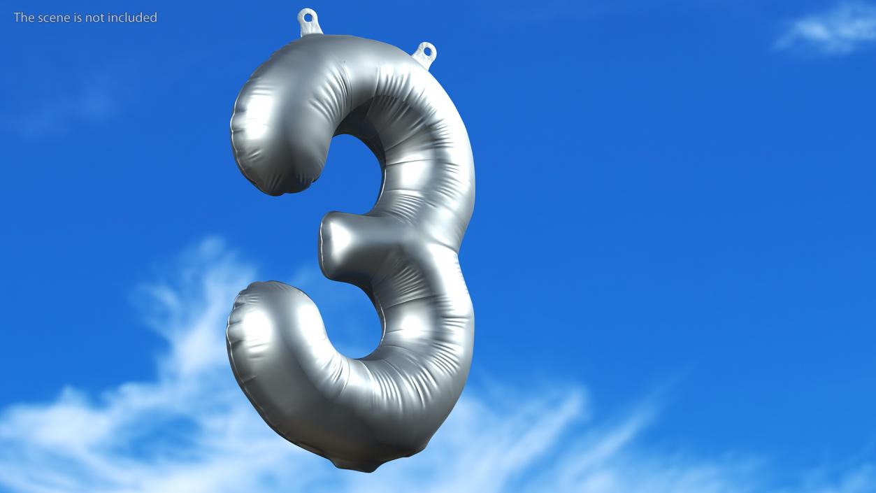 3D Balloon Numbers Set Silver