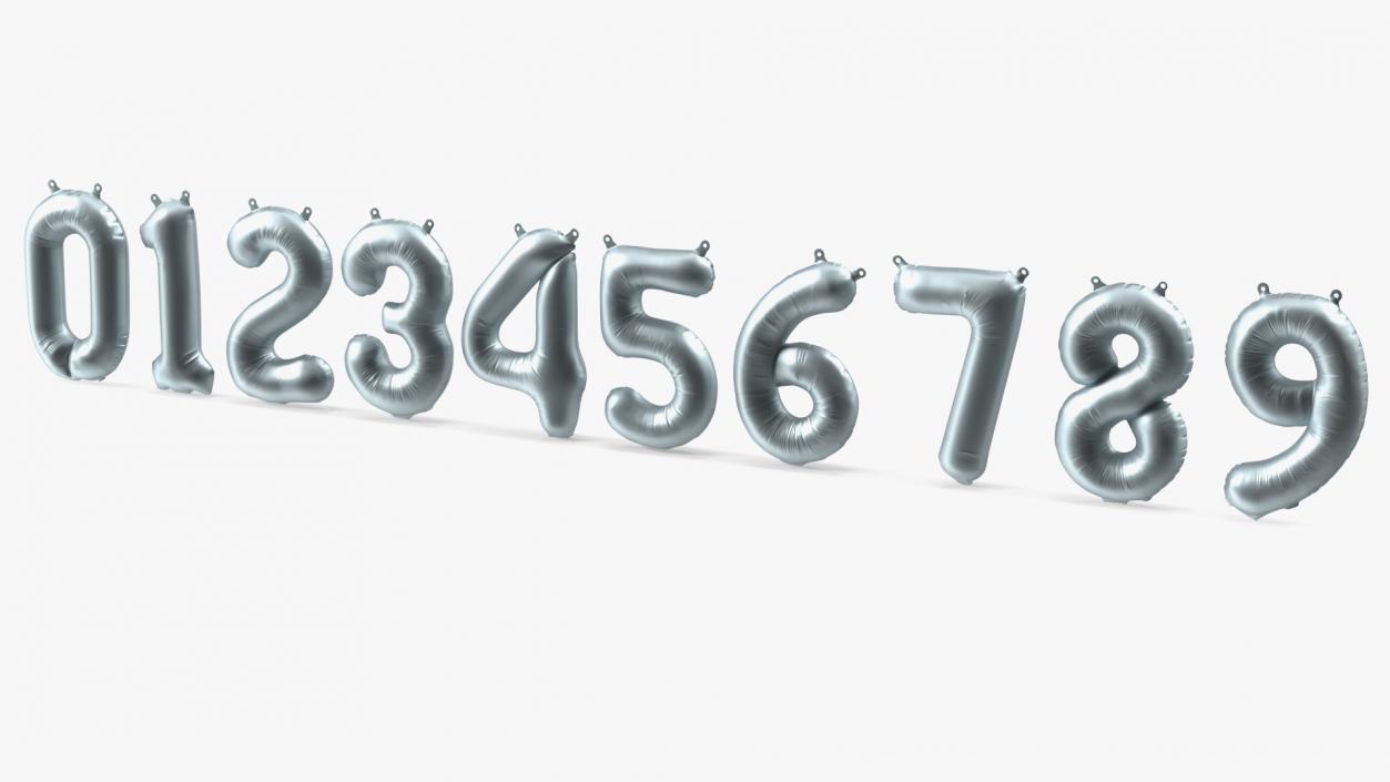 3D Balloon Numbers Set Silver