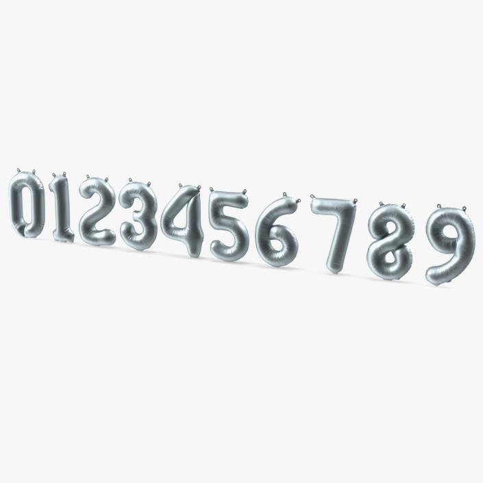 3D Balloon Numbers Set Silver