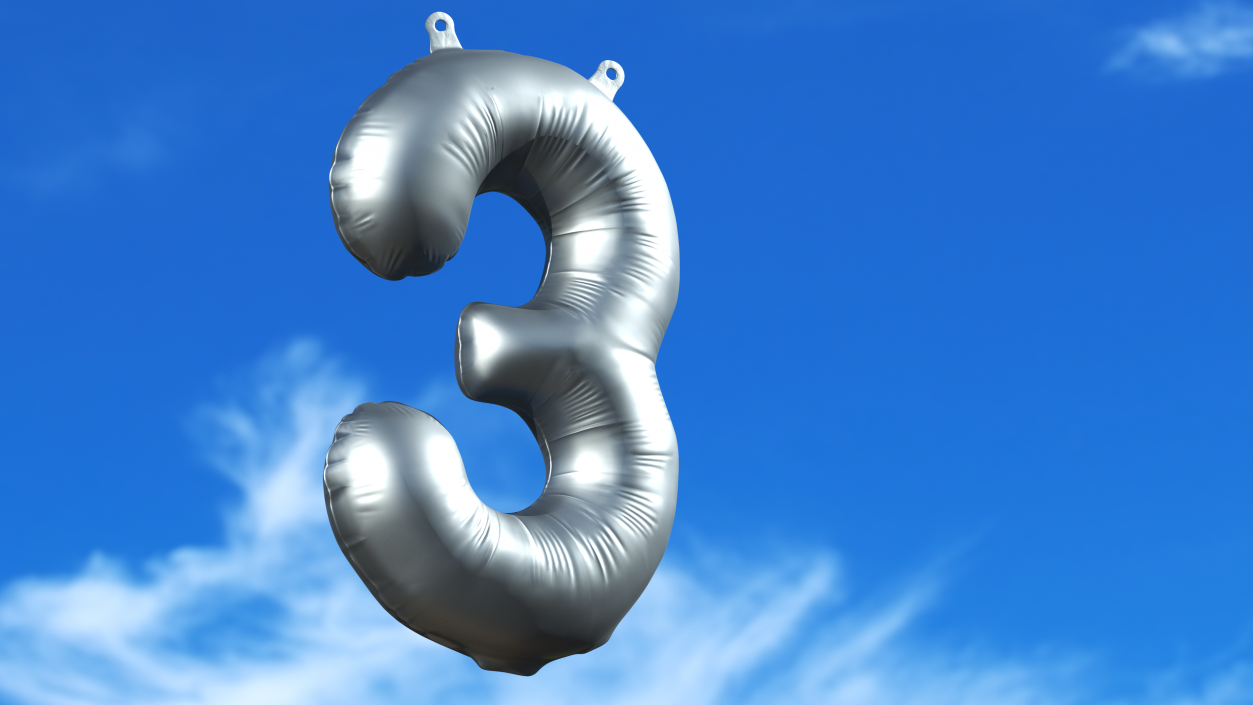 3D Balloon Numbers Set Silver