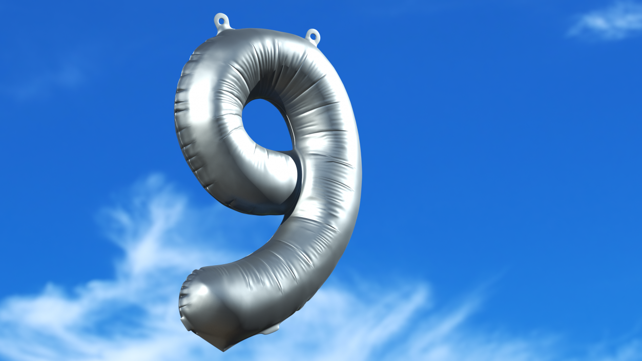 3D Balloon Numbers Set Silver