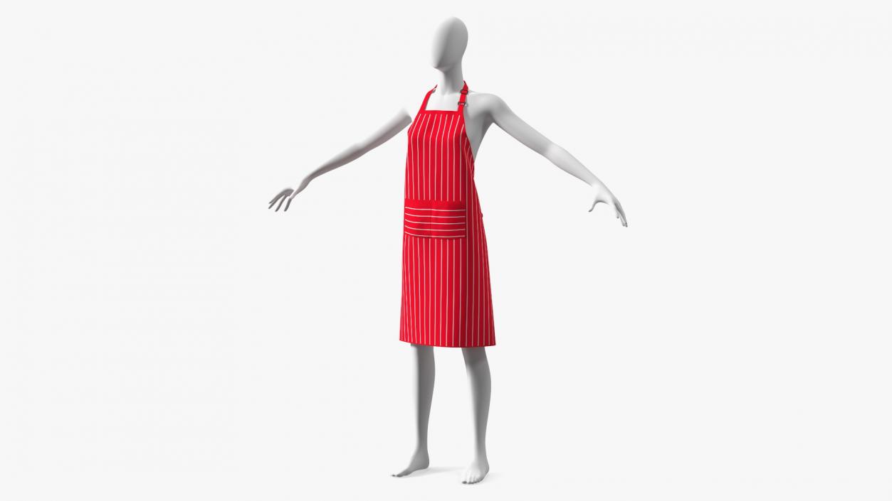 3D model Cooking Apron Striped on Women Mannequin