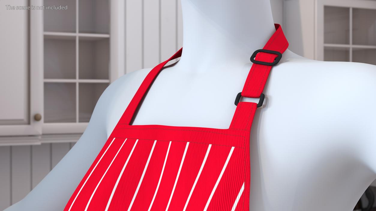 3D model Cooking Apron Striped on Women Mannequin