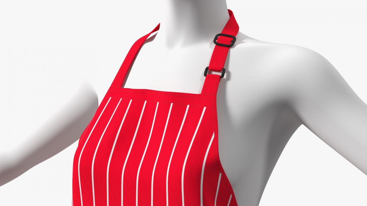 3D model Cooking Apron Striped on Women Mannequin