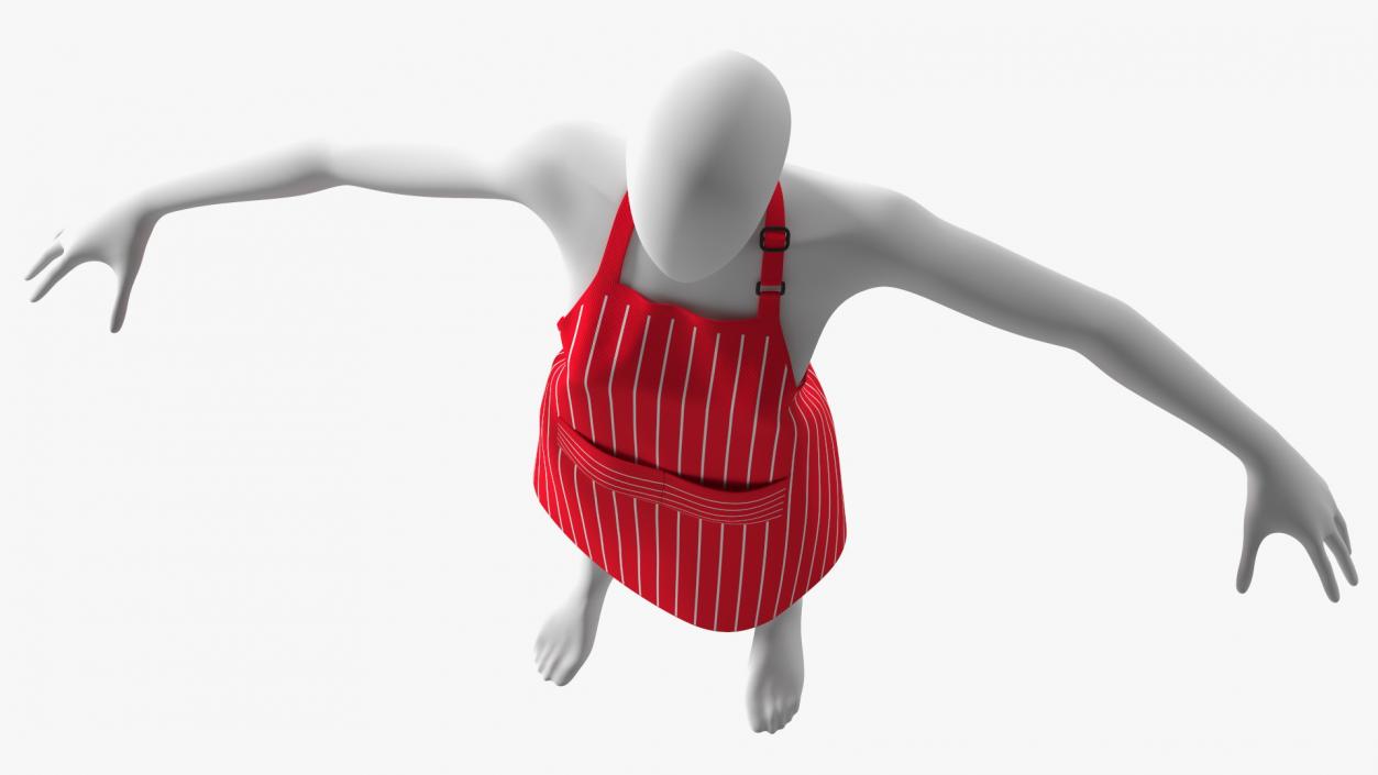 3D model Cooking Apron Striped on Women Mannequin