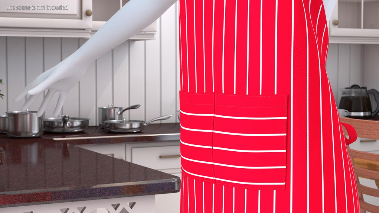 3D model Cooking Apron Striped on Women Mannequin