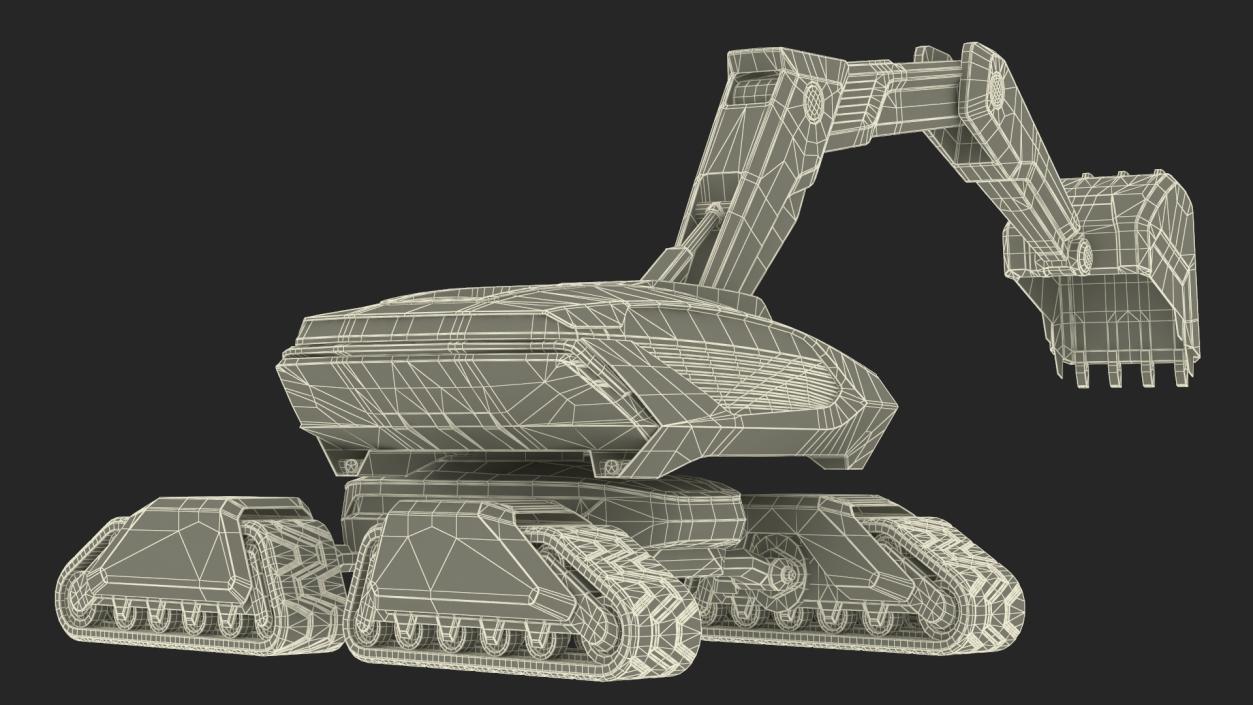 3D Excavator SciFi Concept Old Rigged 2