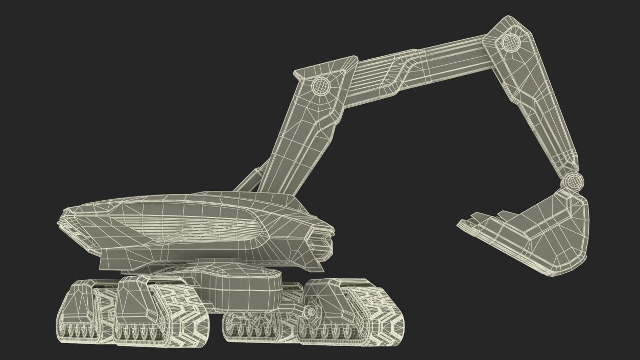 3D Excavator SciFi Concept Old Rigged 2