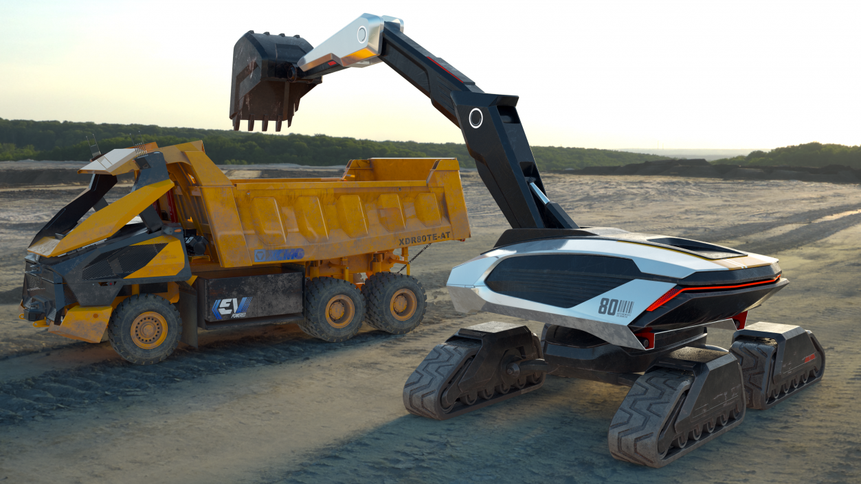 3D Excavator SciFi Concept Old Rigged 2