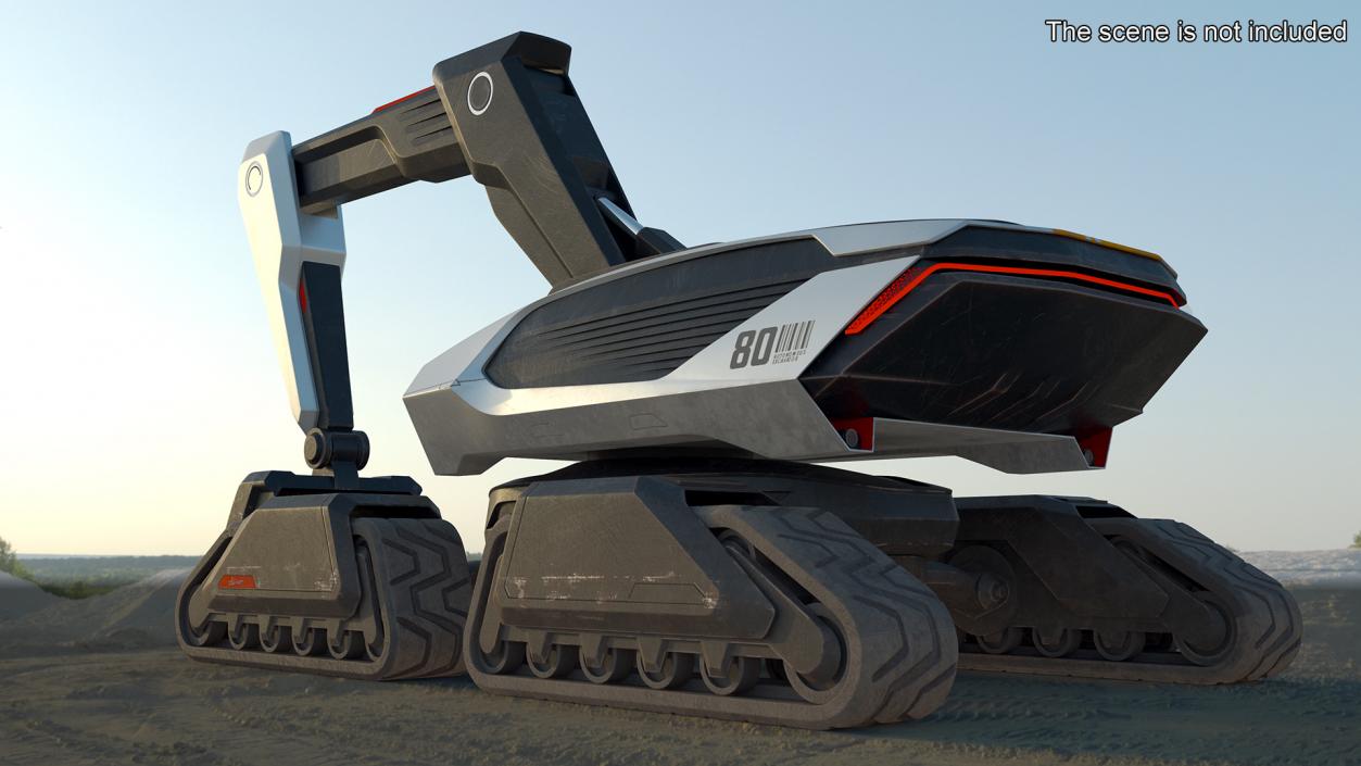 3D Excavator SciFi Concept Old Rigged 2