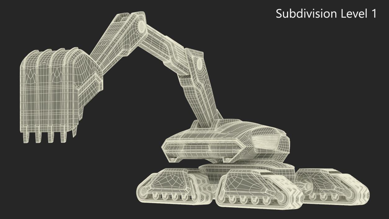 3D Excavator SciFi Concept Old Rigged 2