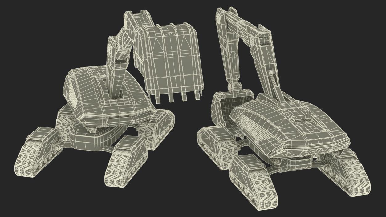 3D Excavator SciFi Concept Old Rigged 2