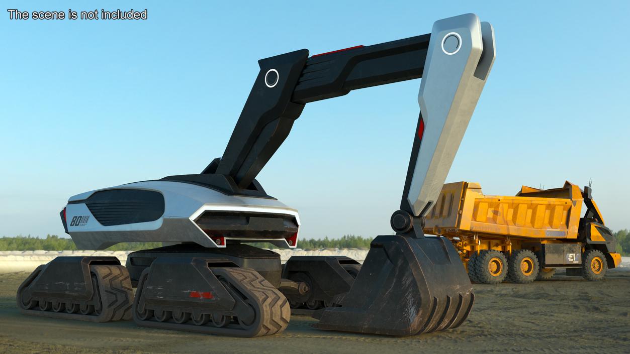 3D Excavator SciFi Concept Old Rigged 2