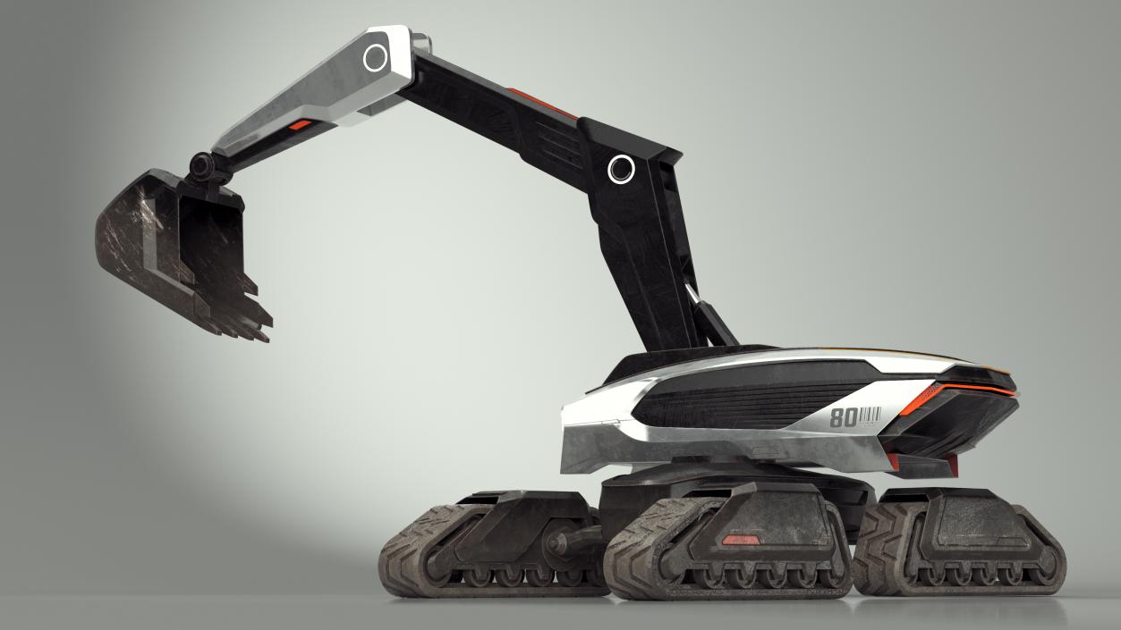 3D Excavator SciFi Concept Old Rigged 2