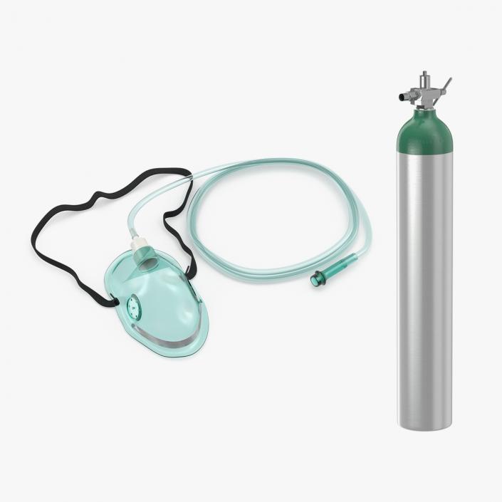 3D Oxygen Mask with Oxygen Cylinder Collection model