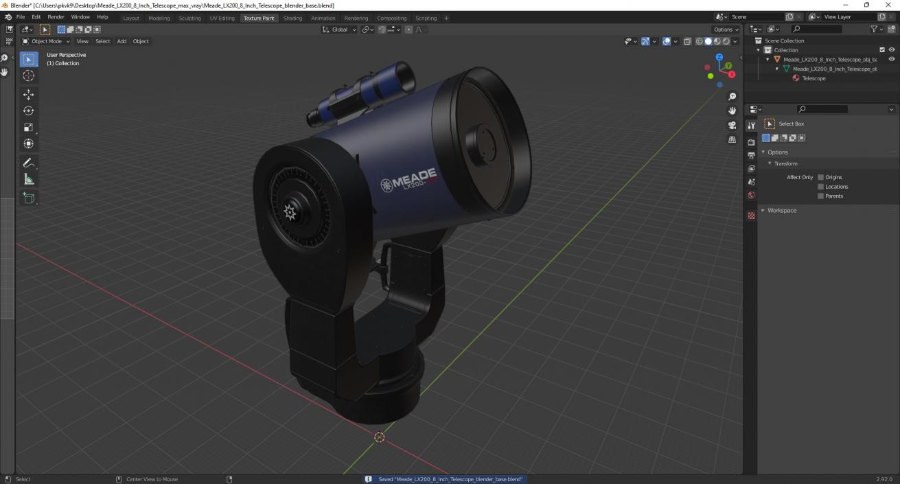 3D Meade LX200 8 Inch Telescope model