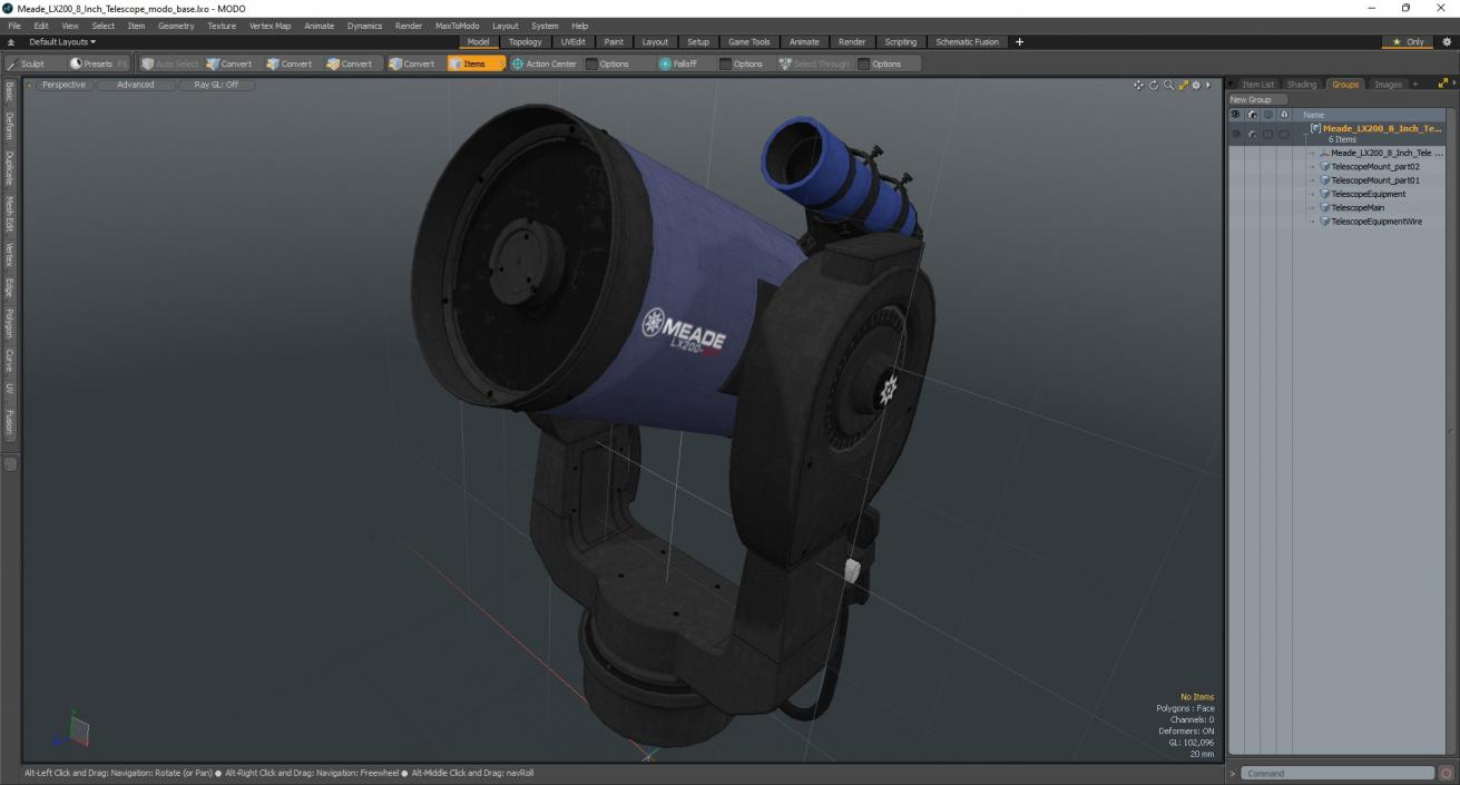 3D Meade LX200 8 Inch Telescope model