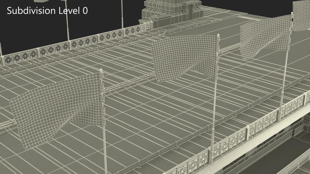 Chicago Drawbridge with Flags Lowered 3D