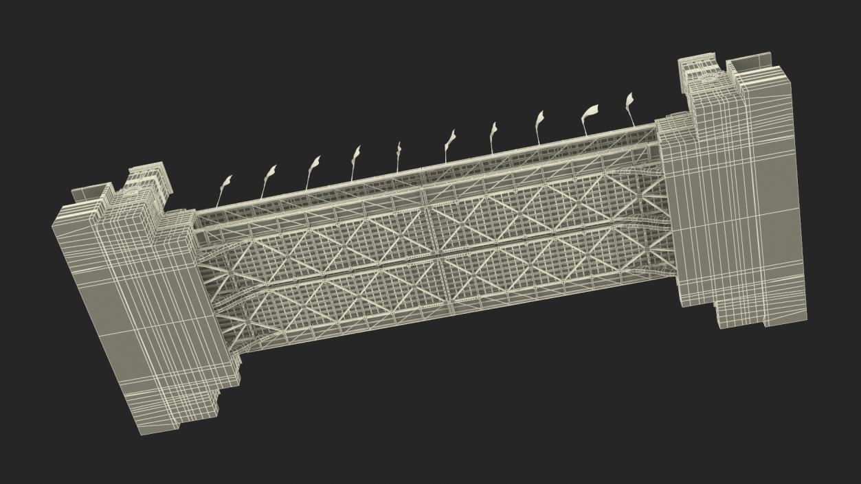 Chicago Drawbridge with Flags Lowered 3D