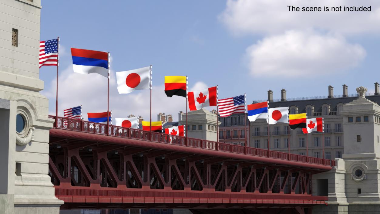 Chicago Drawbridge with Flags Lowered 3D