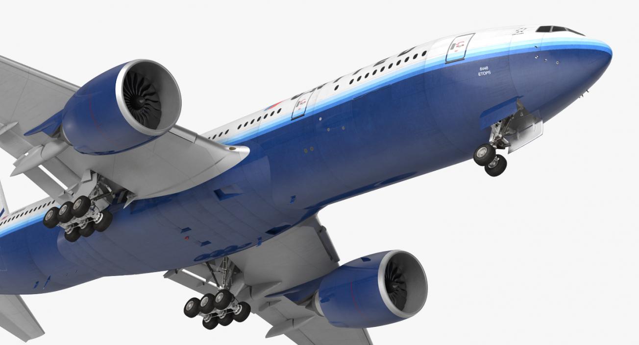 Boeing 777 200LR United Airlines Rigged 3D model