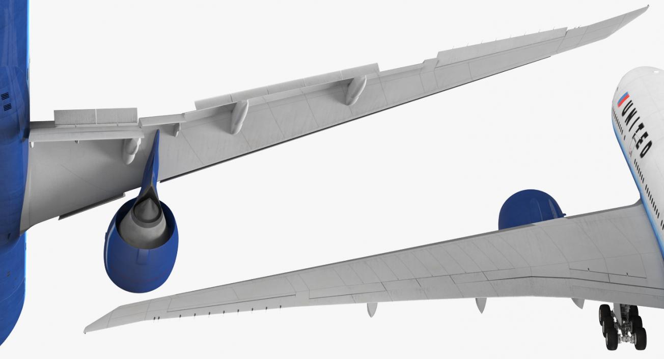 Boeing 777 200LR United Airlines Rigged 3D model