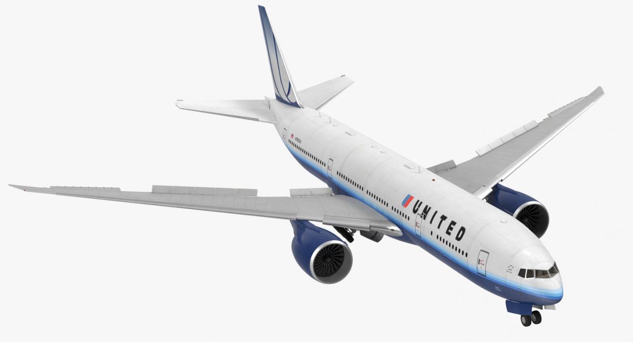 Boeing 777 200LR United Airlines Rigged 3D model