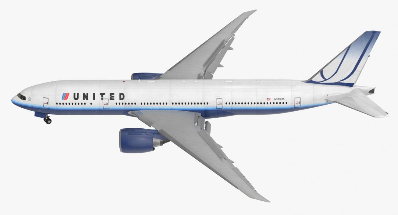 Boeing 777 200LR United Airlines Rigged 3D model