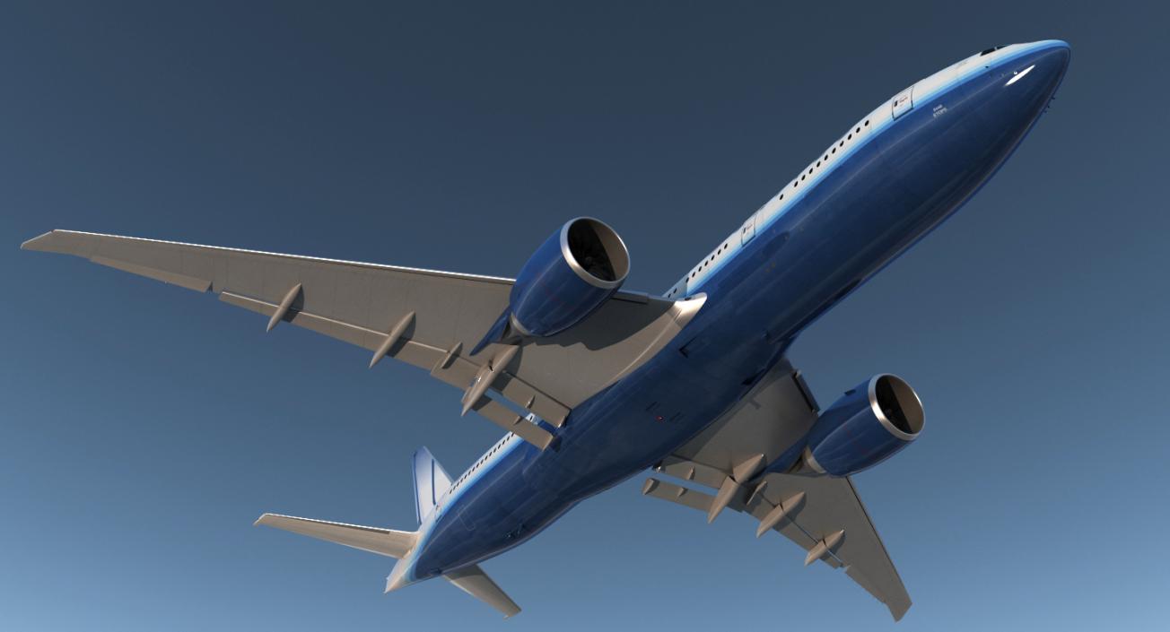 Boeing 777 200LR United Airlines Rigged 3D model