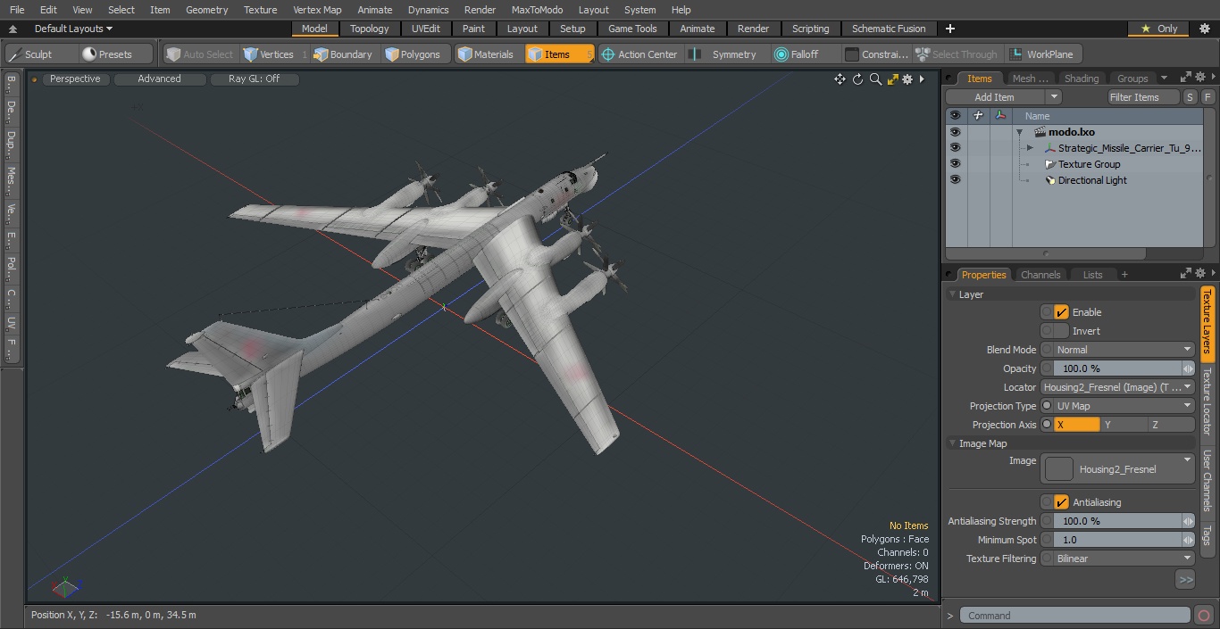 Strategic Missile Carrier Tu-95MC Bear Simple Interior 3D model