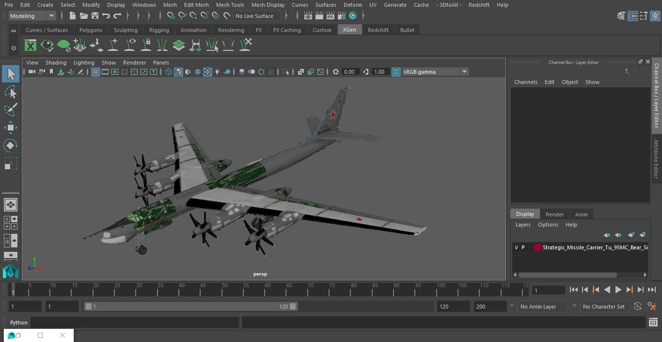Strategic Missile Carrier Tu-95MC Bear Simple Interior 3D model