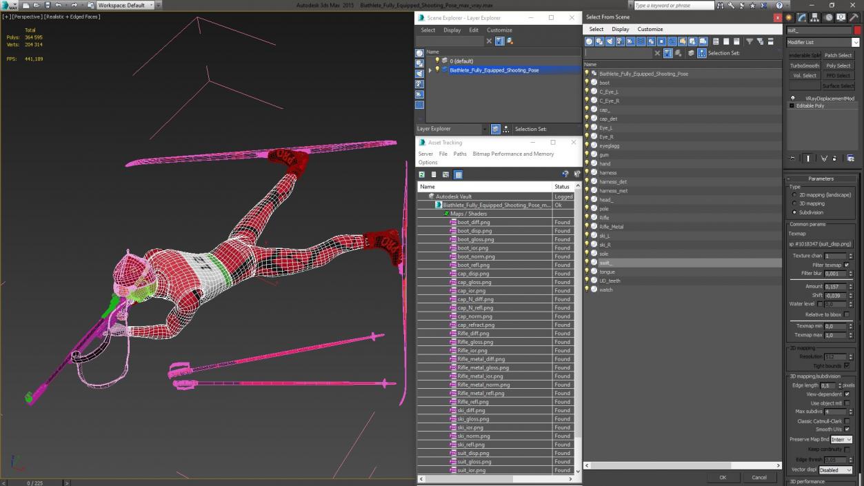 3D Biathlete Fully Equipped Shooting Pose model